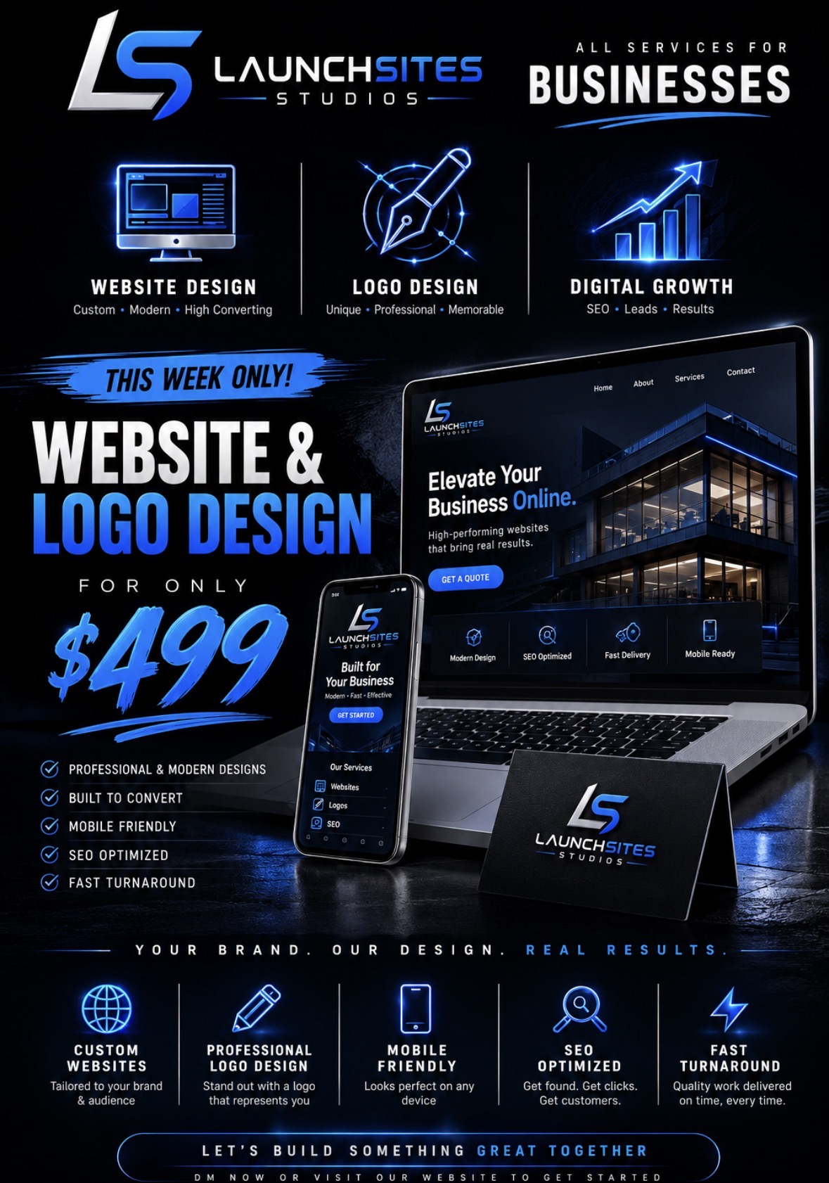 This week only: Website and logo design for $499 — LaunchSites Studios promo